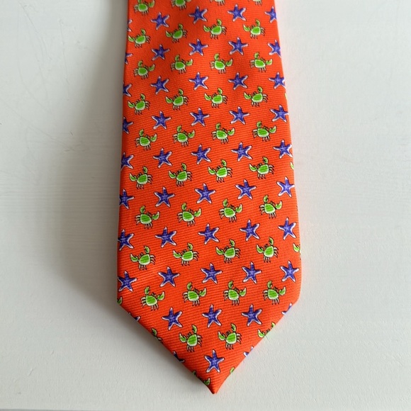 Cape Cod Neckwear Tie with Crabs and Sea Stars Silk - Picture 2 of 6